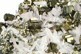 Striated Cubic Pyrite on Quartz - Peru #291037-2